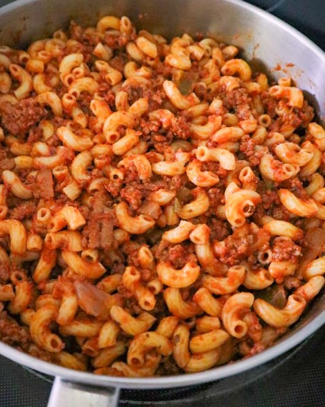 american chop suey done still in skillet