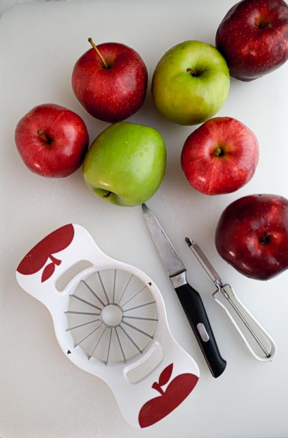 apples and some apple coring tools