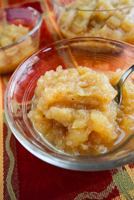 homemade applesauce served in a small bowl