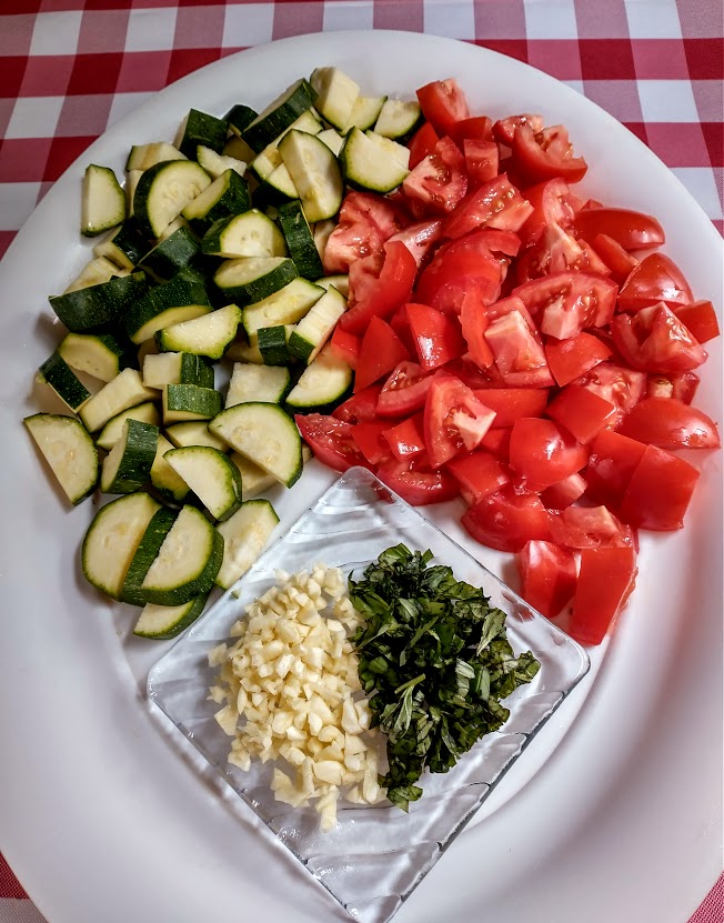 tomato and zucchini sauce ingredients chopped plum tomatoes zucchini garlic basil