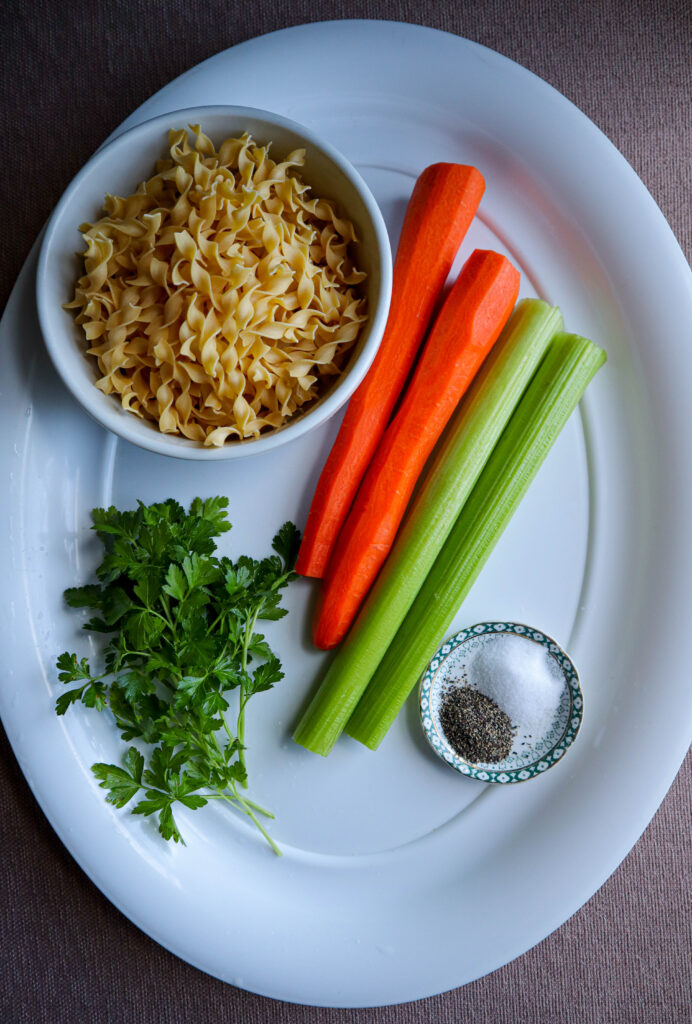 soup ingredients before chopping