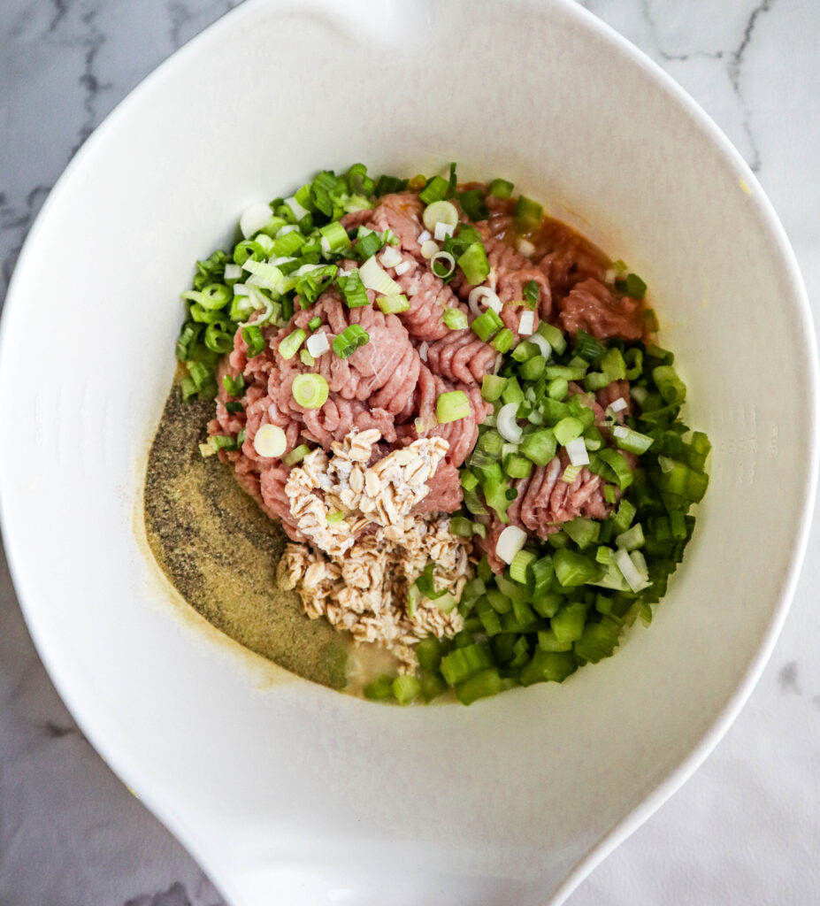 ground turkey meatloaf mix ingredients in bowl