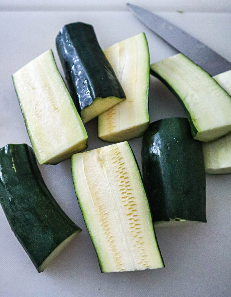 zucchinis quartered