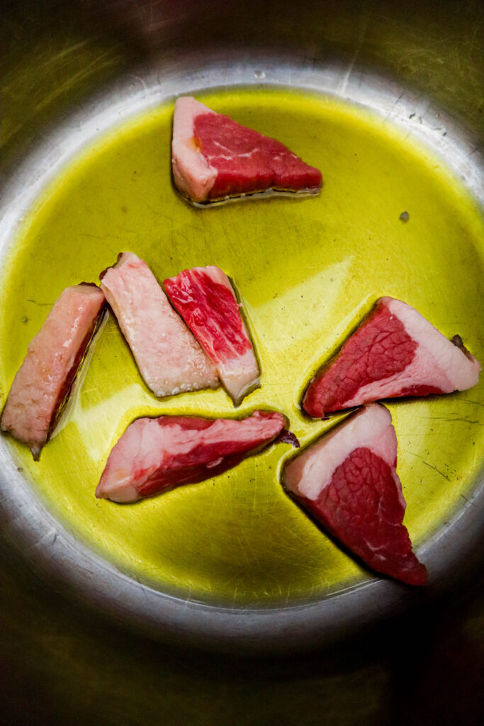 rendering beef fat in olive oil