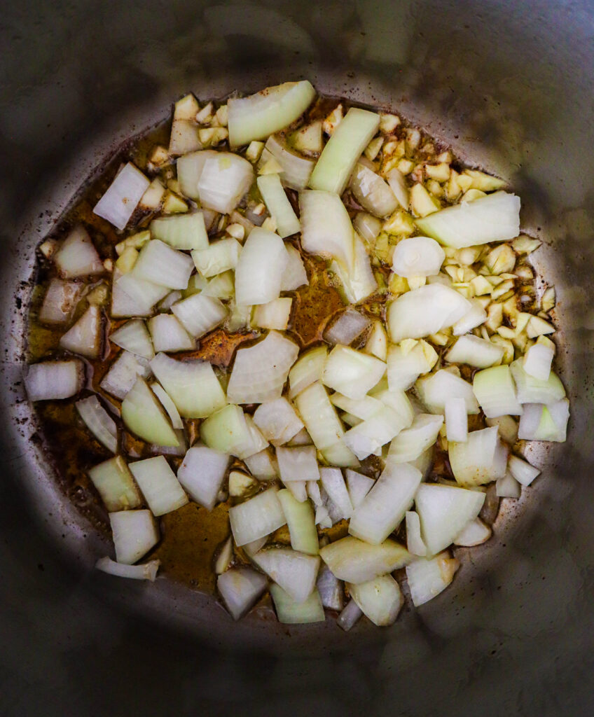 sauteing onions and garlic in olive oil