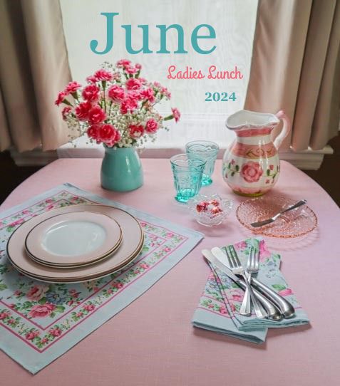 june dinner table setting for ladies lunch with pinks and aquas