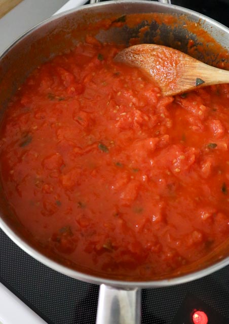 sauce made from fresh peeled plum tomatoes