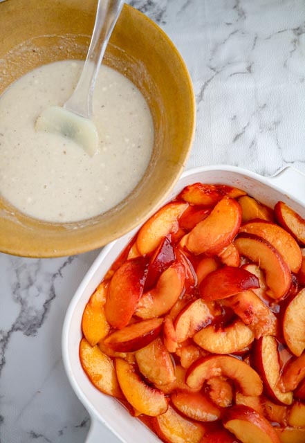 macerated nectarines and cobbler topping