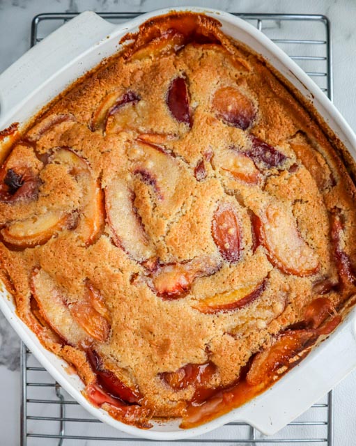 nectarine cobbler out of the oven