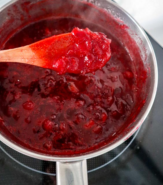 homemade cranberry sauce done in the saucepan